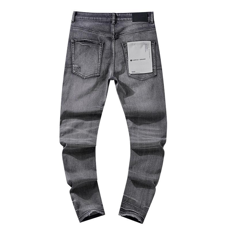 Purple-brand Men's Jeans Slim Fit Stretch Jeans Baggy Ripped Straight Skinny Denim Pants for Men Fashionable Biker Motocycle Holes Pants 2024