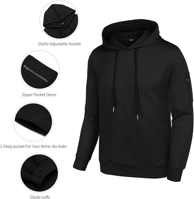 COOFANDY B Men's Tracksuit Hoodie Set Hooded Athletic Sweatsuits Casual Running Jogging Sport Suit Sets Classic Menswear Cotton Elastic black friday