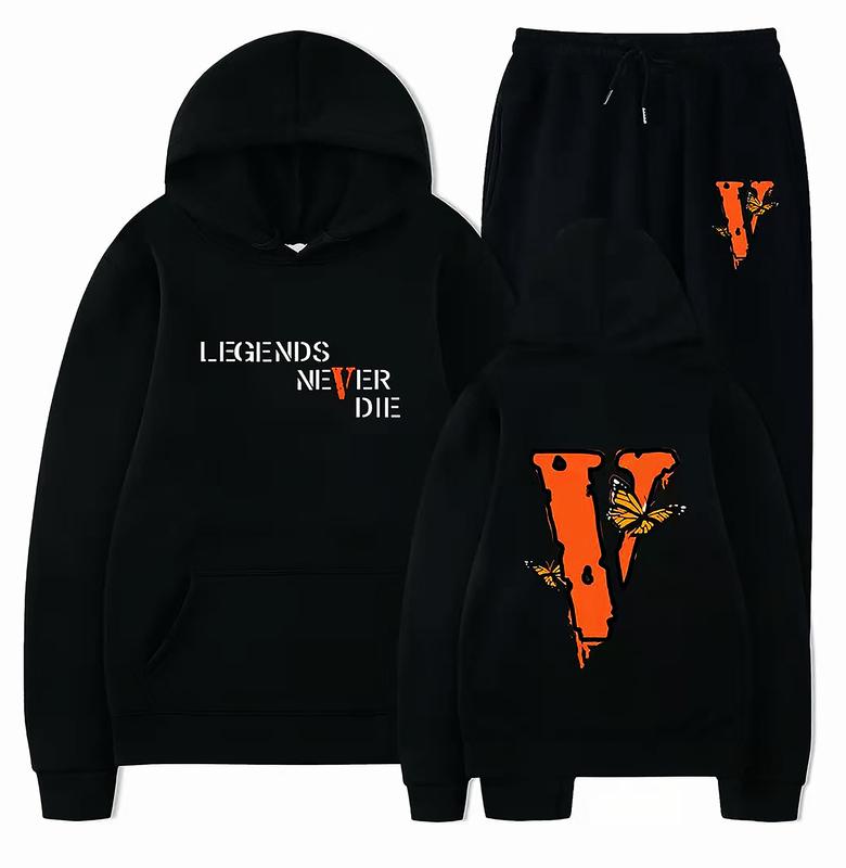 Unisex Vlone Printed Hoodie Sweatpant Sport Hip Hop Hoodies Sweatshirt Pullover Tracksuit Suit