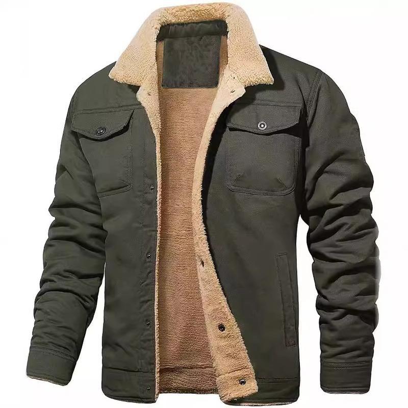 Autumn and Winter New Men's Jacket Fleece-lined Cotton Workwear Casual Jacket Men's Coat Factory