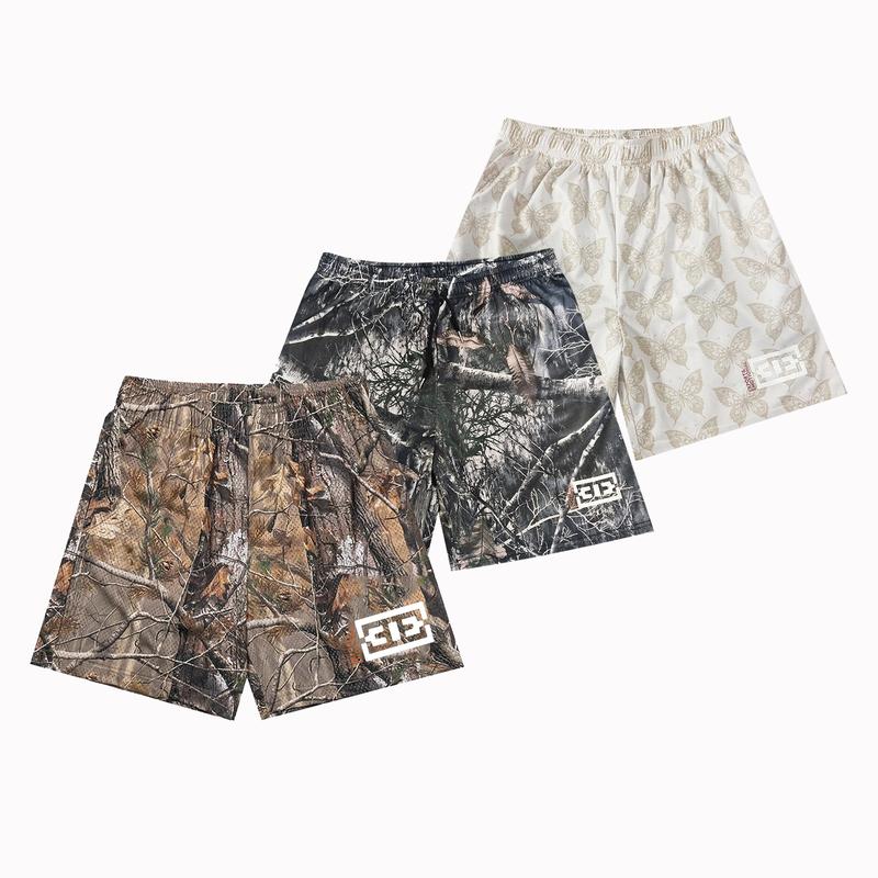 Men's Casual Mesh Camo Chic Fitted Trend Mid Waist Shorts For Men & Women, Breathable & Versatile for Basketball, Fitness,Outdoor Menswear