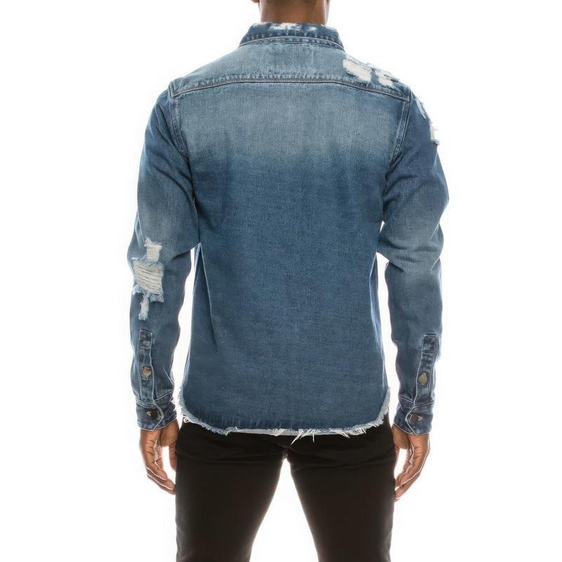 Men's Ripped Denim Overshirt