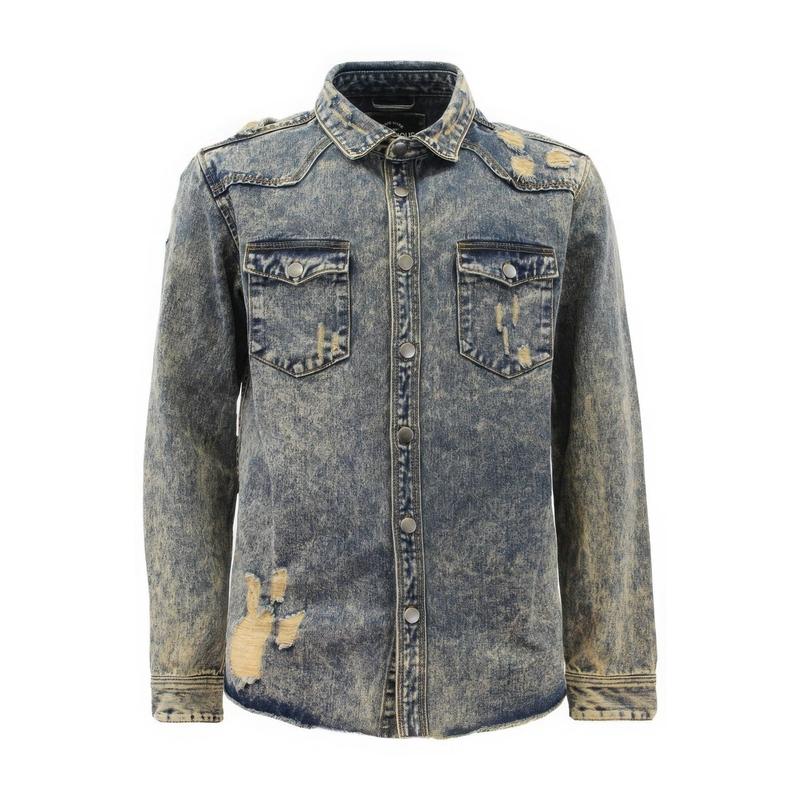 Men's Ripped Denim Overshirt