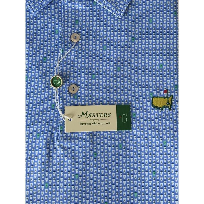 2024 Large Peter Millar Men's Masters Golf Shirt Beer Cups Print Polo Augusta