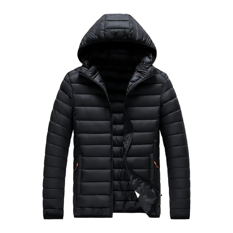 Men's Solid Color Zip Up Puffer Jacket With Removable Hood Design, Windproof And Warm Long Sleeve Casual Outerwear For Autumn And Winter