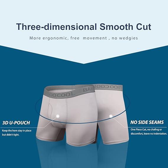 BAMBOO COOL Men's Underwear Boxer Briefs Fly with Built-in 3D Pouch Comfortable Cool Underwear for Men 4 Pack boxerbrief Menswear Beige