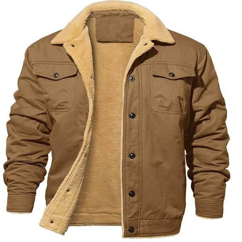 Autumn and Winter New Men's Jacket Fleece-lined Cotton Workwear Casual Jacket Men's Coat Factory