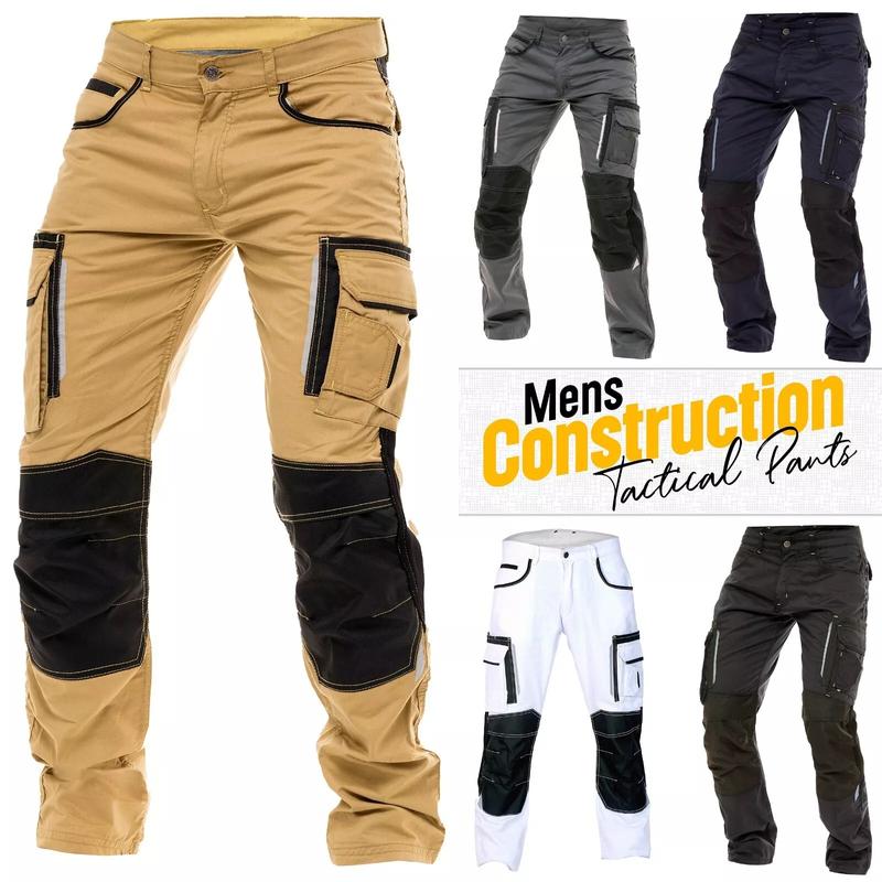 Men Utility Workwear Pant Construction Heavy Duty Safety Combat Outdoor Cargo Pocket Reinforcement Tactical Trouser