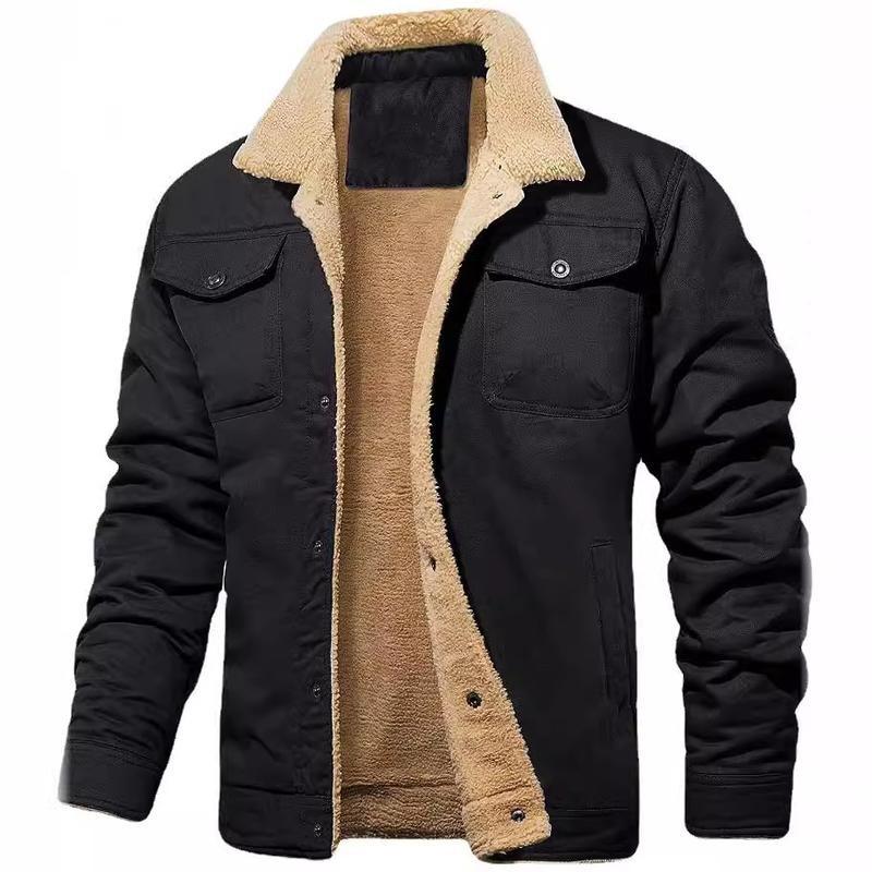 Autumn and Winter New Men's Jacket Fleece-lined Cotton Workwear Casual Jacket Men's Coat Factory