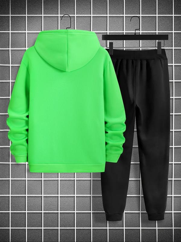 Men's Hoodie & Sweatpants Two-piece Set, Casual Regular Fit Long Sleeve Hooded Pullover & Jogger Pants for Fall & Winter, Men's Two-piece Outfits for Daily Wear