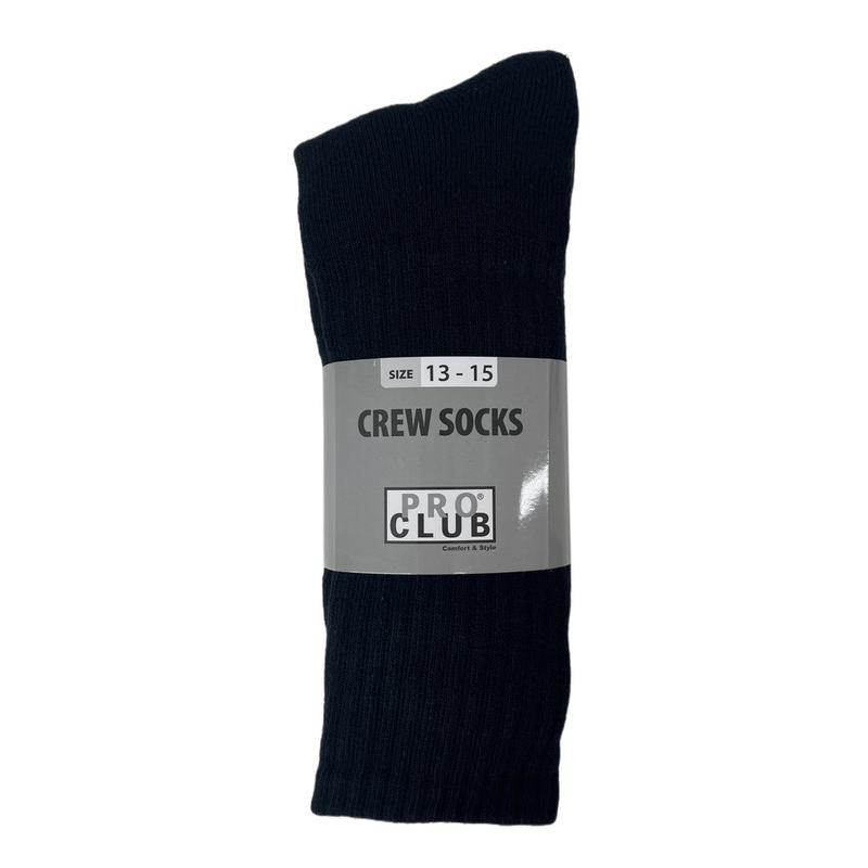 Pro Club Mens 3PC Heavyweight Cotton Crew Socks with Ribbed Knit for Casual Comfort Soft Menswear Spandex