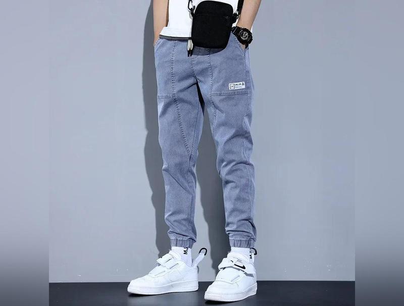 2023 Spring Autumn New Loose-fit Men's Jeans Casual Versatile Trendy Long Pants Bundle Feet Harem Pants Male