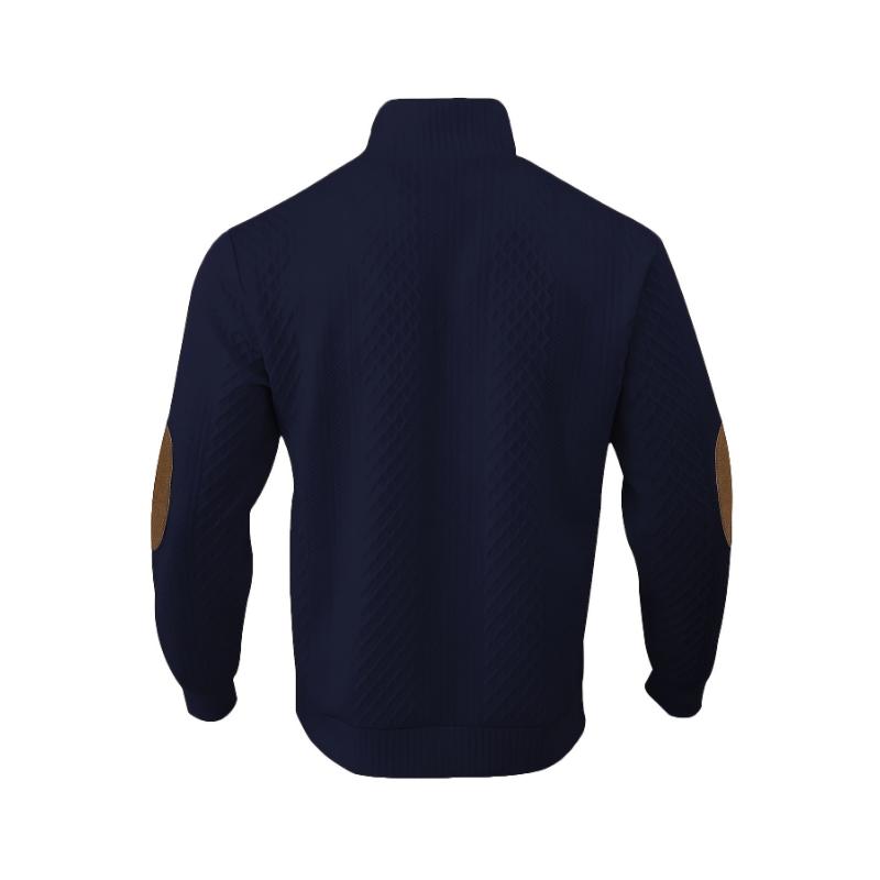 Men's Classic Jacquard Stand Collar Pullover Sweater - Casual Long Sleeve Knit Top for Fall Winter, Polyester