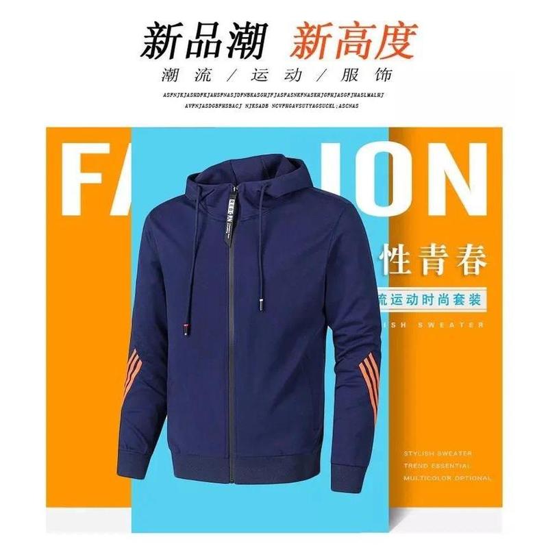 Men's Hoodies+Pants Two Piece Sets Triple Slant Hoodie Jacket Sport Zipper Tracksuits Sports Jogging Male Fitness Clothing