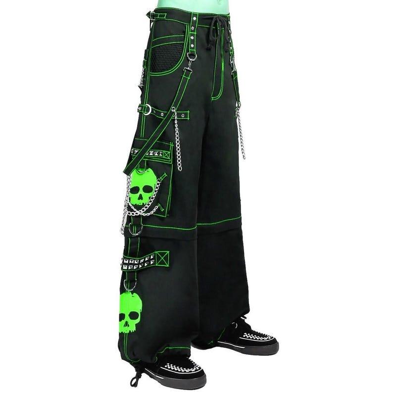 Green Gothic Pants Super Skull Gothic Cyber ​​Chain, Goth Pants Punk Rock Pants, Cyber ​​Chain Pants, Goth Punk Rock Pants