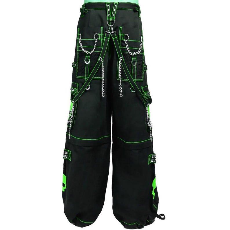 Green Gothic Pants Super Skull Gothic Cyber ​​Chain, Goth Pants Punk Rock Pants, Cyber ​​Chain Pants, Goth Punk Rock Pants