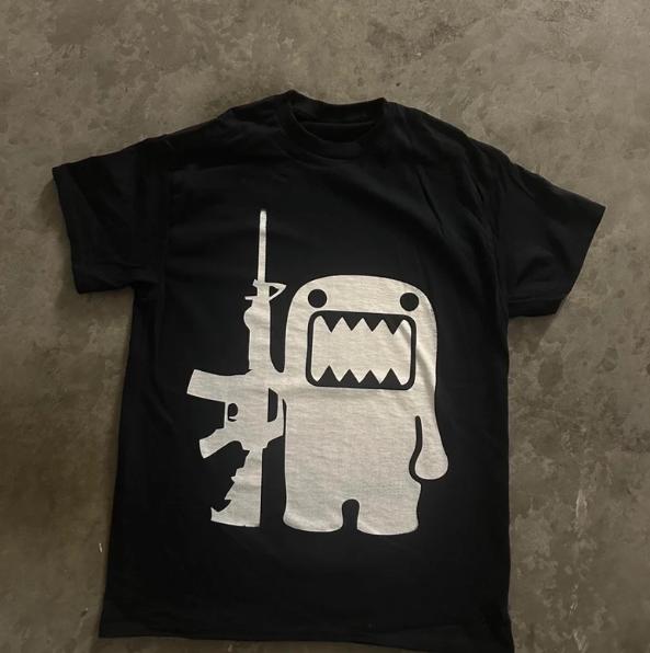 Domo Kun AK47 Gun Y2K Style T Shirt Grunge Graphic Affliction Goth Emo Skater Tapout Southpole VIntage Invader Zim Hot Topic, Unisex T-Shirt, Gift For Men Women Menswear Underwear Streetwear