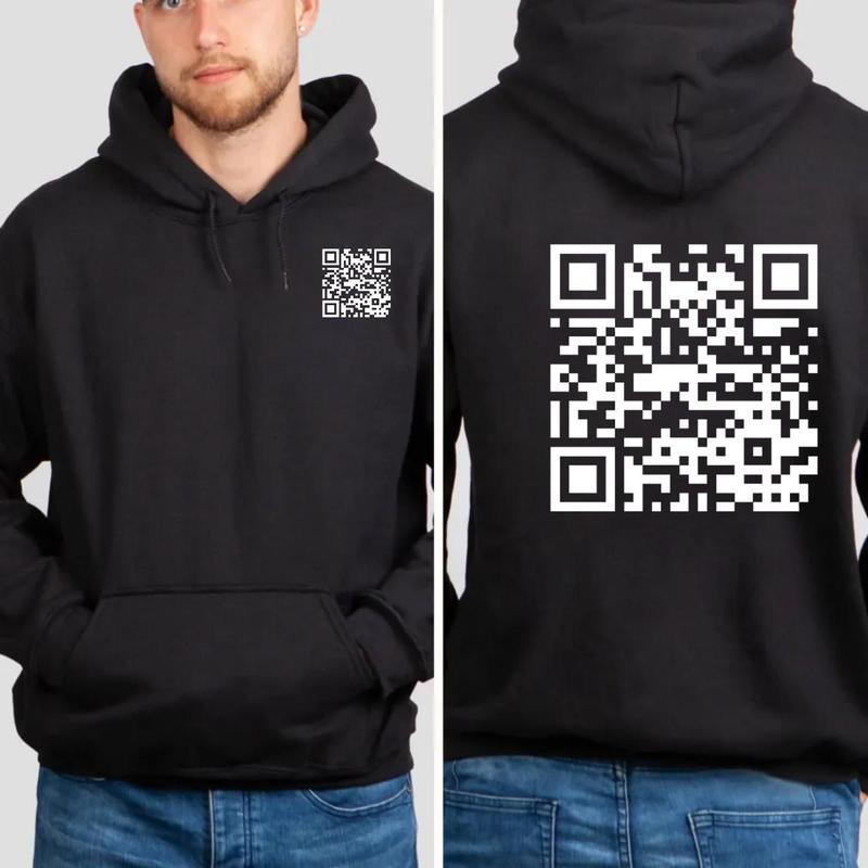 Funny FU QR Code Men's Hoodie - Modern Minimalist Design with Scannable Graphics, Comfortable Sweatshirts Unisex T shirts for Tech Enthusiasts and Digital Connectivity