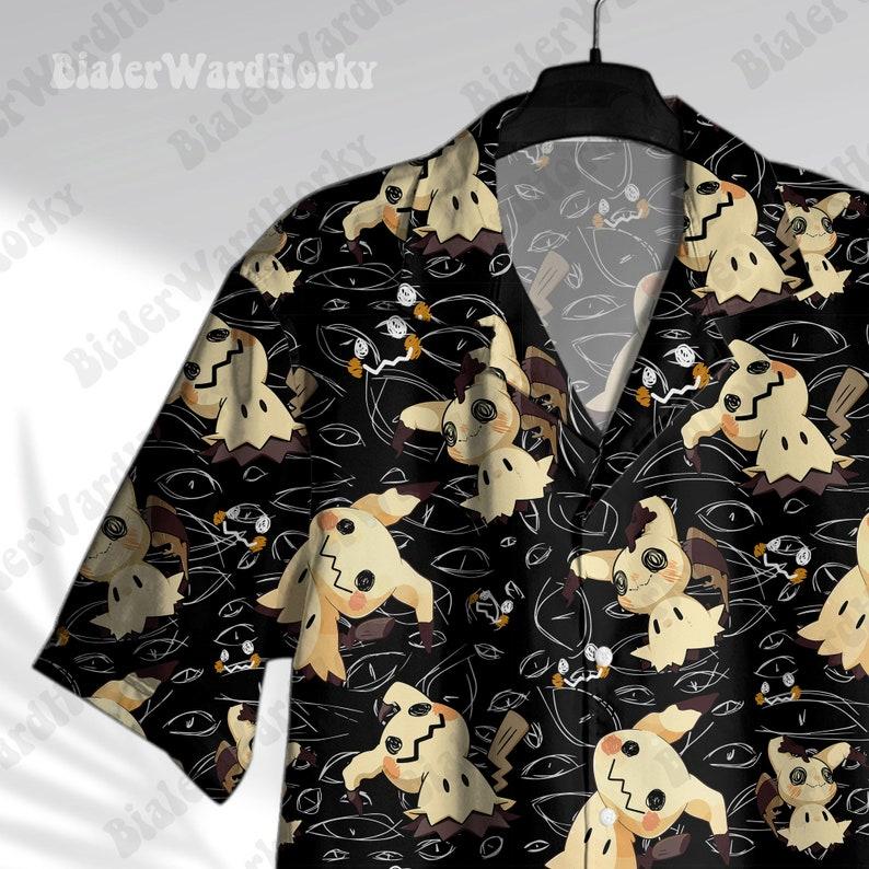 [SALE] Mimikyu Mystic Hawaii Shirt Shorts Ghost Type Aloha Shirt Anime Shirt Mimikyu Shirt Gifts, Summer Shirt, Halloween Hawaiian, Halloween Gift