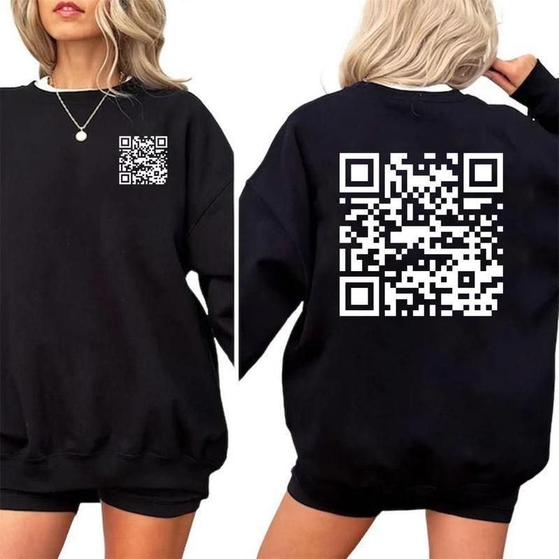 Funny FU QR Code Men's Hoodie - Modern Minimalist Design with Scannable Graphics, Comfortable Sweatshirts Unisex T shirts for Tech Enthusiasts and Digital Connectivity