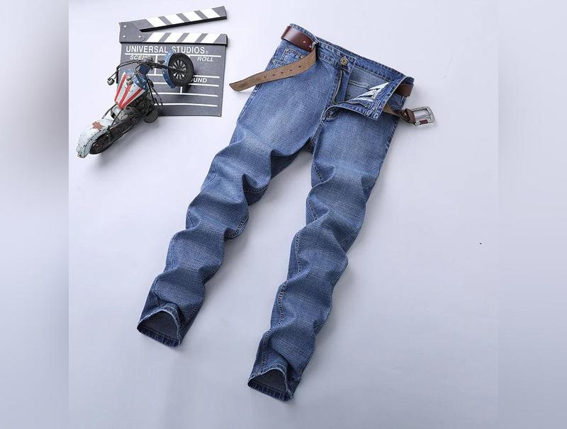 Spring Autumn 2022 Men's Smart Jeans Business Fashion Straight Regular Blue Stretch Denim Trousers Classic Men Plus Size 28-40