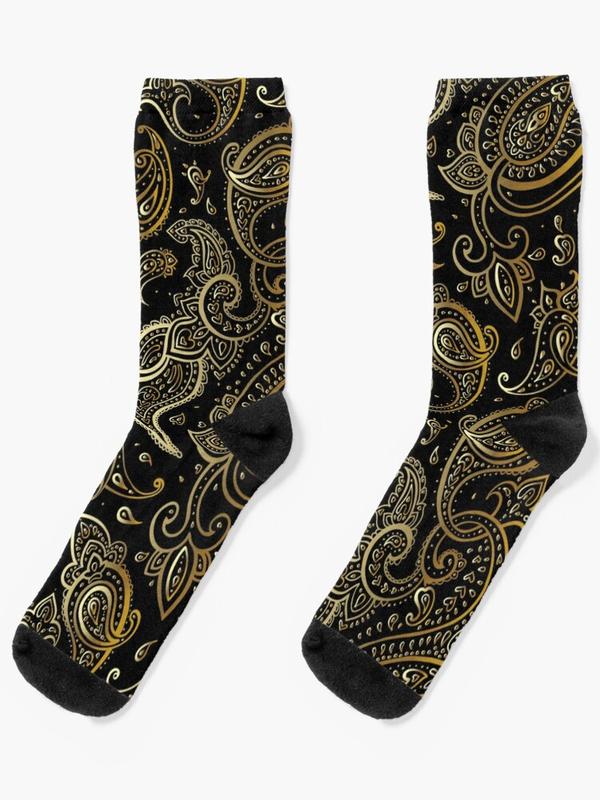 Black & Gold Paisley Socks