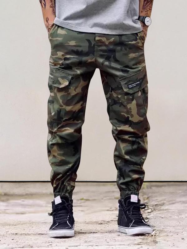 Men's Camouflage Print Pocket Cargo Pants, 2000s Pants for Men, Loose Street Drawstring Waist Jogger Pants for Daily Wear, Men Cargo Pants, Men's Designer Clothes