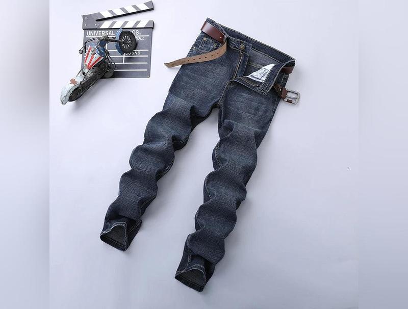 Spring Autumn 2022 Men's Smart Jeans Business Fashion Straight Regular Blue Stretch Denim Trousers Classic Men Plus Size 28-40