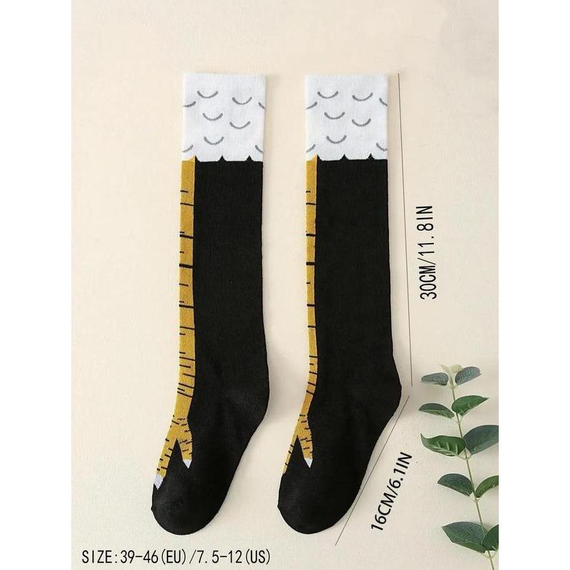 Men's Trendy Animal Print Over The Calf Socks As Leg Warmer, Cute Chicken Feet Design Knit Crew Socks,  Soft Comfy Breathable Socks for Daily Wear, Summer Wear 2024, Socks for Men, Birthday Wear