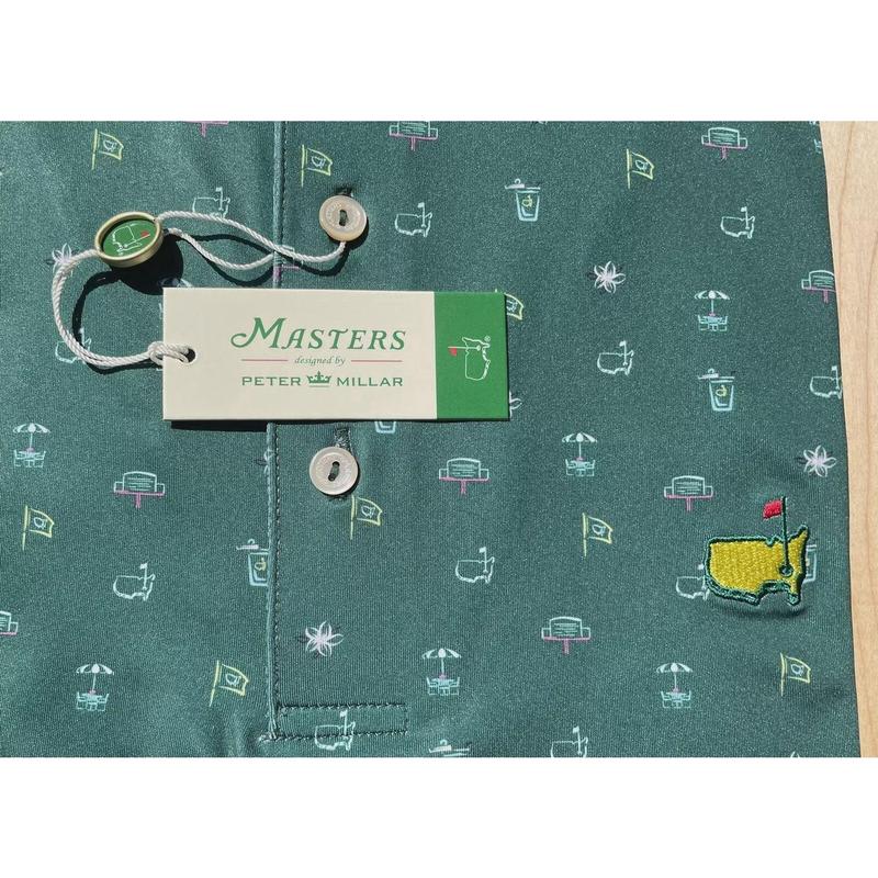 2024 Masters Peter Millar Green Icons Print Large L Men’s Golf Polo Shirt ? ⛳