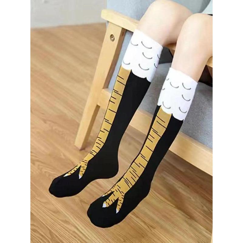 Men's Trendy Animal Print Over The Calf Socks As Leg Warmer, Cute Chicken Feet Design Knit Crew Socks,  Soft Comfy Breathable Socks for Daily Wear, Summer Wear 2024, Socks for Men, Birthday Wear