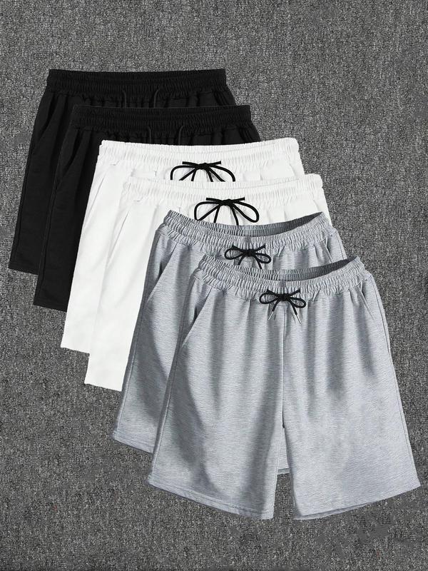 Men's Solid Drawstring Waist Shorts, Loose Casual Streetwear Pocket Shorts, Summer Outfits 2024, Back To School Clothes, Short Pants Summer Bottoms for Men