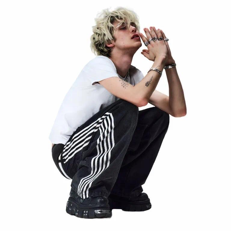 Streetwear Jeans Y2K Hip Hop Retro Striped Baggy Jeans Black Pants Men Women New Punk Rock High Waist Wide Leg Trousers Clothes