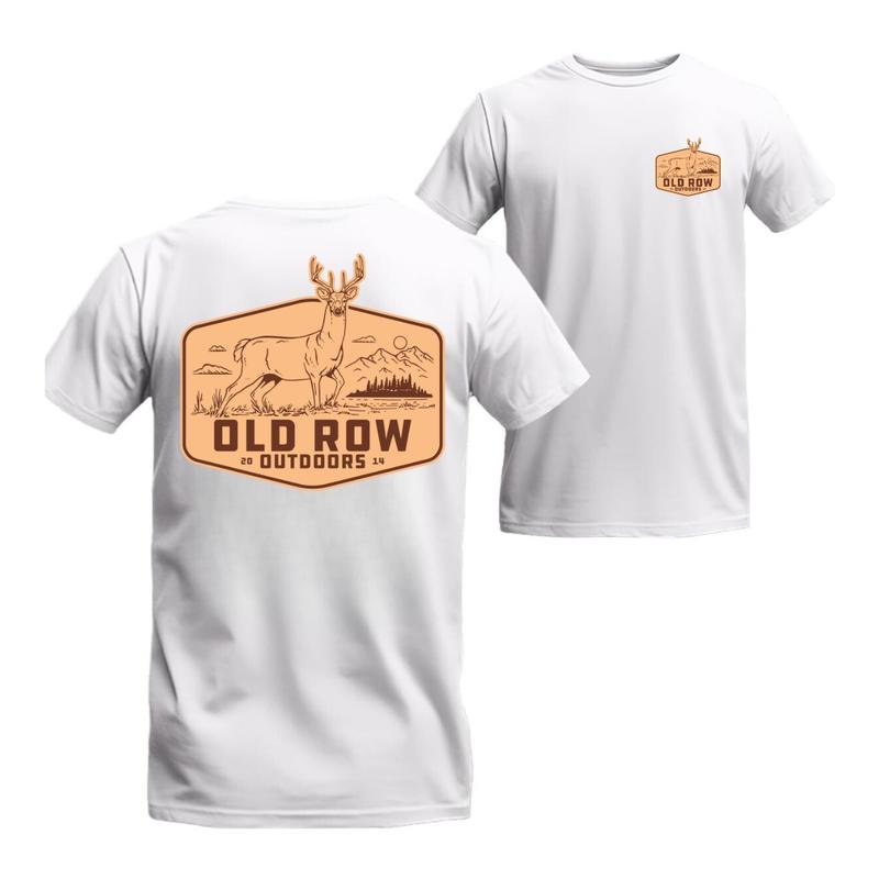 Old Row T-Shirt - Vintage Outdoor Deer Design with Classic Logo, Perfect for Nature Enthusiasts and Outdoor Adventures, Comfortable Unisex Tee for Casual Wear Menswear Tops