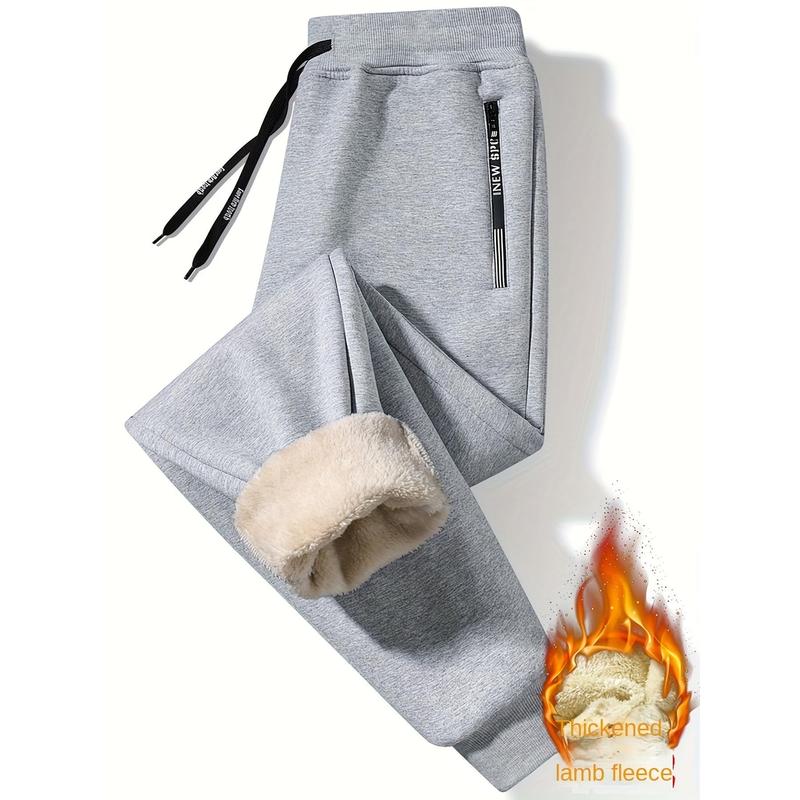 [Trusted] 3pcs Men's Fleece-Lined Joggers - Casual, Stretchy Polyester & Spandex Blend Sweatpants with Pockets, Machine Washable