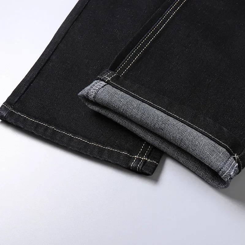 Classic Style Men Brand Jeans Business Casual Straight Stretch Slim Denim Pants Light Blue Black Trousers Male Size 28-40