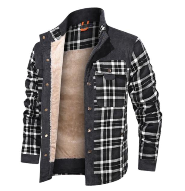 Men's Long Sleeve Sherpa Lined Shirt Jacket Flannel Plaid Fleece Coats Men's Thick Winter Men Casual Gentlemen Chemise Homme Coats Men's Coat Fleece Thickened Military Coat Autumn Winter Coat Men's Brand Clothing