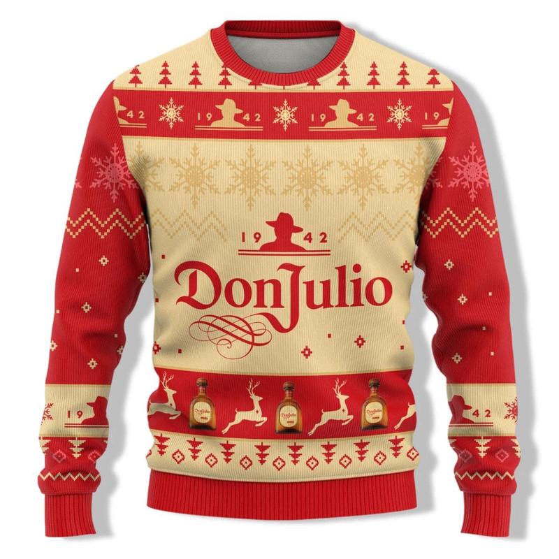 Get Festive with Don Julio Christmas Ugly Sweater & Tequila 3D Party - Perfect Holiday Alcohol Lover Gift for Family Christmas!