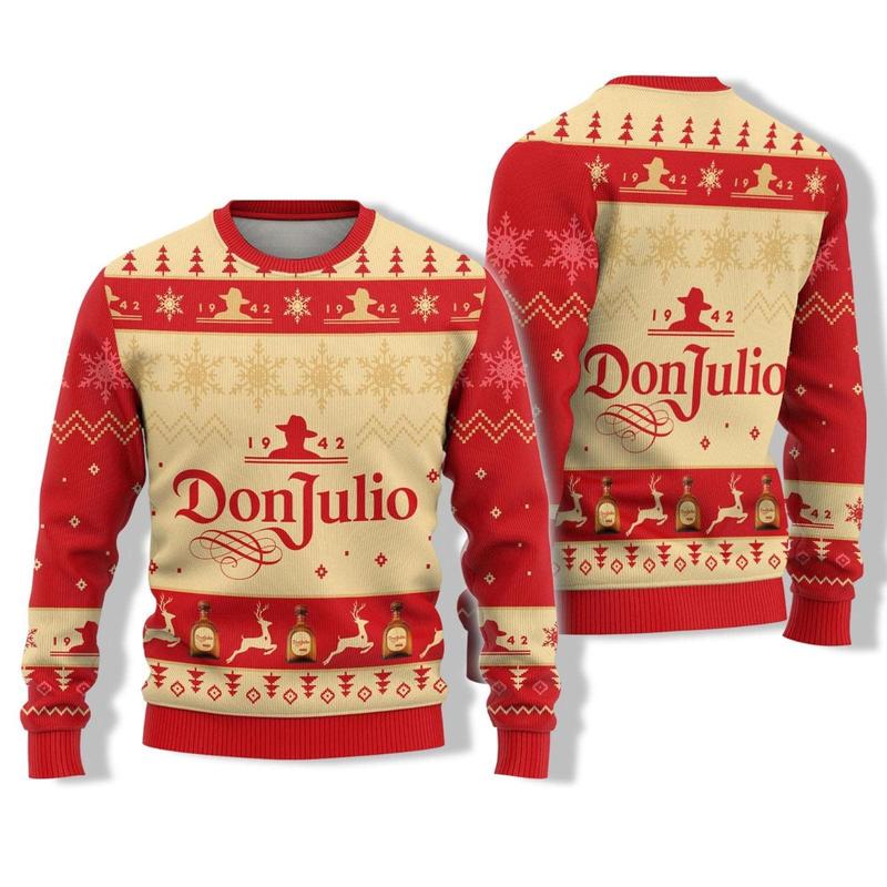 Get Festive with Don Julio Christmas Ugly Sweater & Tequila 3D Party - Perfect Holiday Alcohol Lover Gift for Family Christmas!