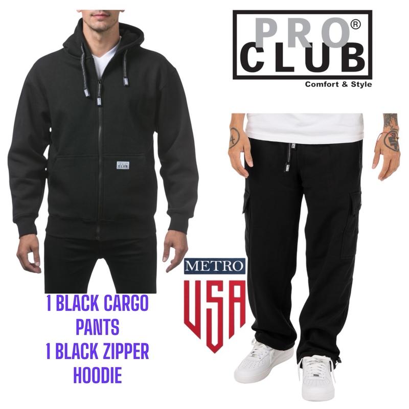 PRO CLUB CARGO SWEATPANTS AND ZIPPER HOODIE OR PULLOVER HOODIE COMBO SET, or CUSTOMIZE CHOOSE YOUR OWN SET.