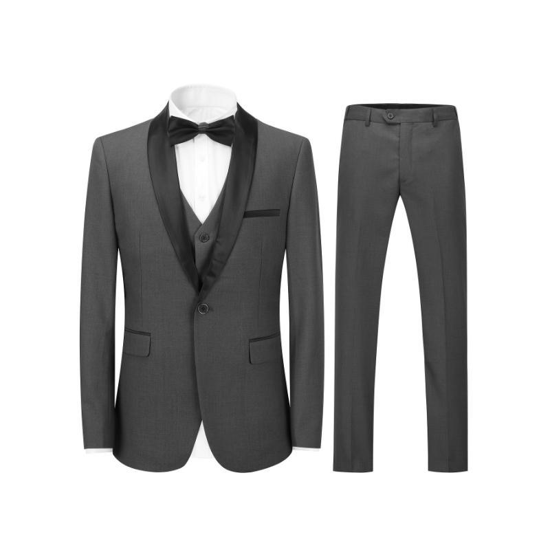 Formal 3pcs Set, Men's One Button Suit Jacket & Single Breasted Vest & Pants Suit Set For Business Dinner Wedding Party