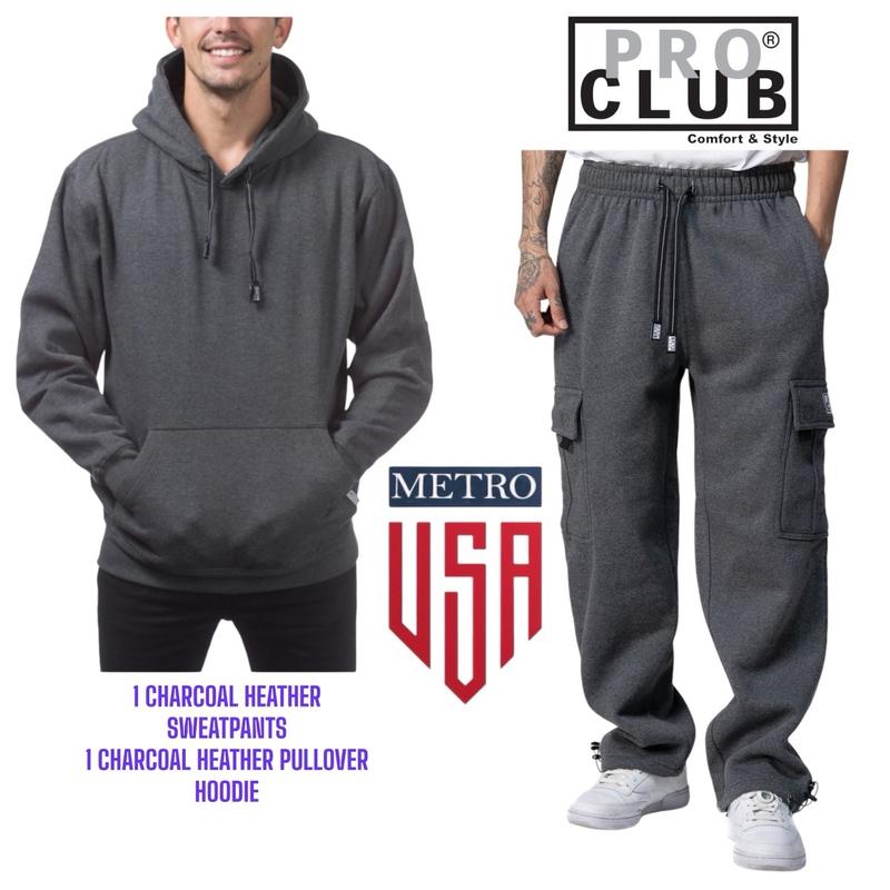 PRO CLUB CARGO SWEATPANTS AND ZIPPER HOODIE OR PULLOVER HOODIE COMBO SET, or CUSTOMIZE CHOOSE YOUR OWN SET.