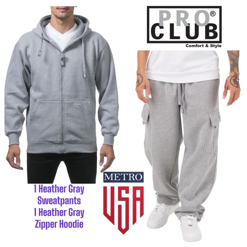 PRO CLUB CARGO SWEATPANTS AND ZIPPER HOODIE OR PULLOVER HOODIE COMBO SET, or CUSTOMIZE CHOOSE YOUR OWN SET.