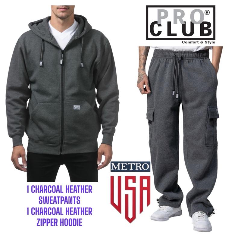 PRO CLUB CARGO SWEATPANTS AND ZIPPER HOODIE OR PULLOVER HOODIE COMBO SET, or CUSTOMIZE CHOOSE YOUR OWN SET.