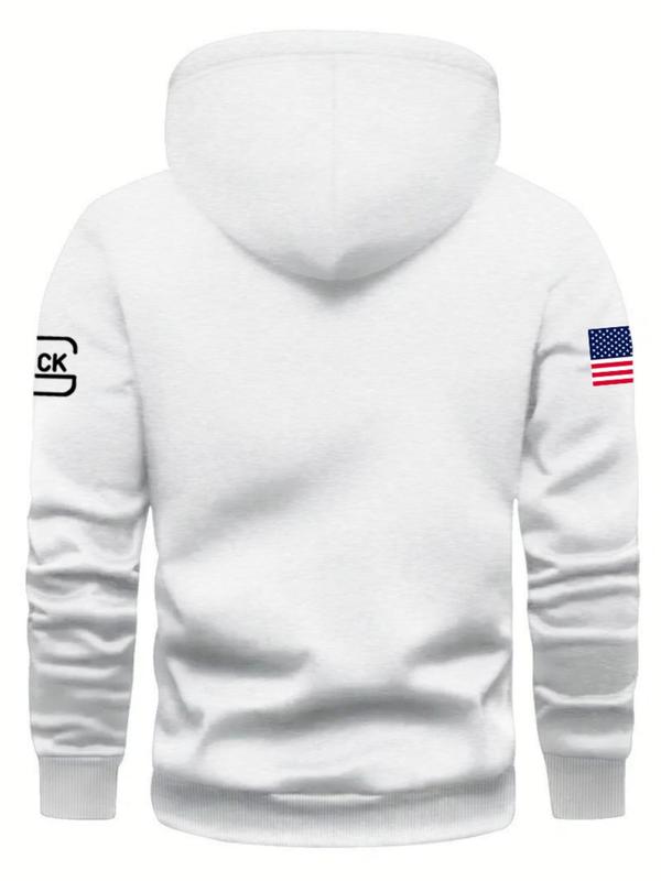 Men's Regular Fit Letter Print Hoodie, Casual Long Sleeve Hooded Sweatshirt for Fall & Winter, Men's Top for Daily Wear