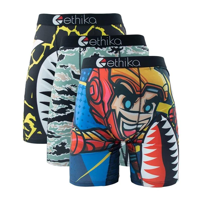 3 Pack Ethika Men's boxing Underwear Boxer Briefs Trendy Fashion boxing Boxers Sexy underwear Fabric Menswear