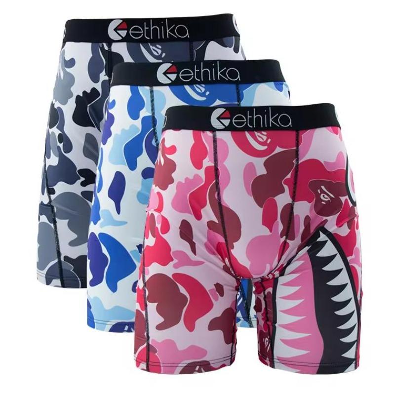 3 Pack Ethika Men's boxing Underwear Boxer Briefs Trendy Fashion boxing Boxers Sexy underwear Fabric Menswear