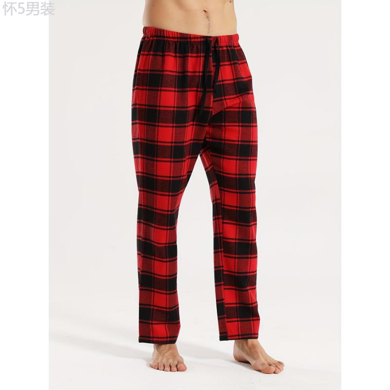 3pcs Plaid Men's Long Pants, Casual Homewear Pajama Sleep Bottom Loungewear Sleep Wear Trousers Fabric Menswear