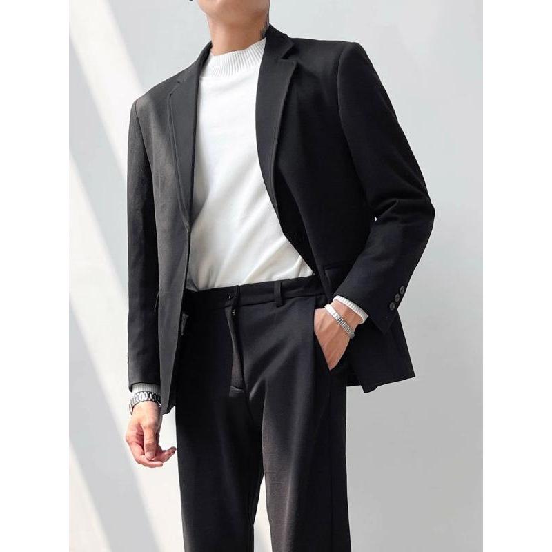 Fashion Casual Retro British Thick Wool Suit Men's Loose All-Matching Woolen Fabric Warm Suit Trouser Suit Trendy All-Matching