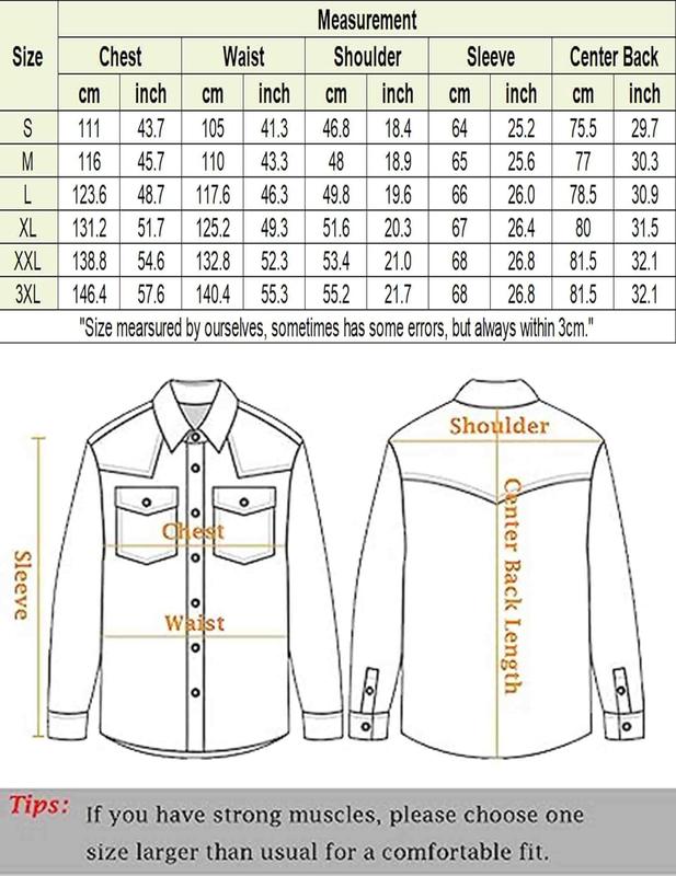 Men's Western Cowboy Shirts Long Sleeve Cotton Casual Button Down Work Shirt with Pockets